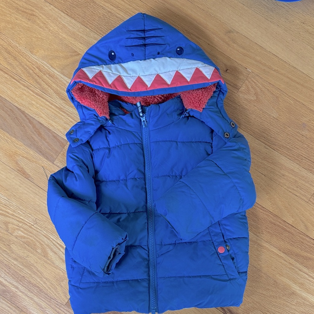 Blue Shark Hooded Puffer Jacket
